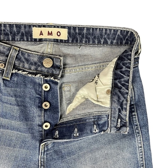 ANTHROPOLOGIE AMO BABE RIO VISTA HIGH RISE BUTTON FLY FRAYED HEM CROPPED JEANS - Picture 8 of 15